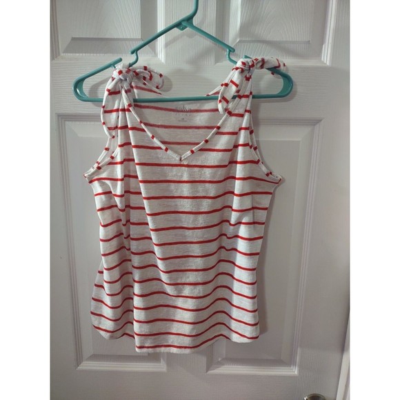 Soho Jeans Top Size XL Red And White Stripes Sleeveless - Picture 1 of 7